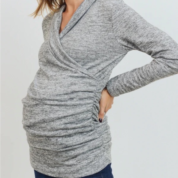 Hello MIZ Sweaters Nwt Hello Miz Ruched Side Heather Grey Tunic